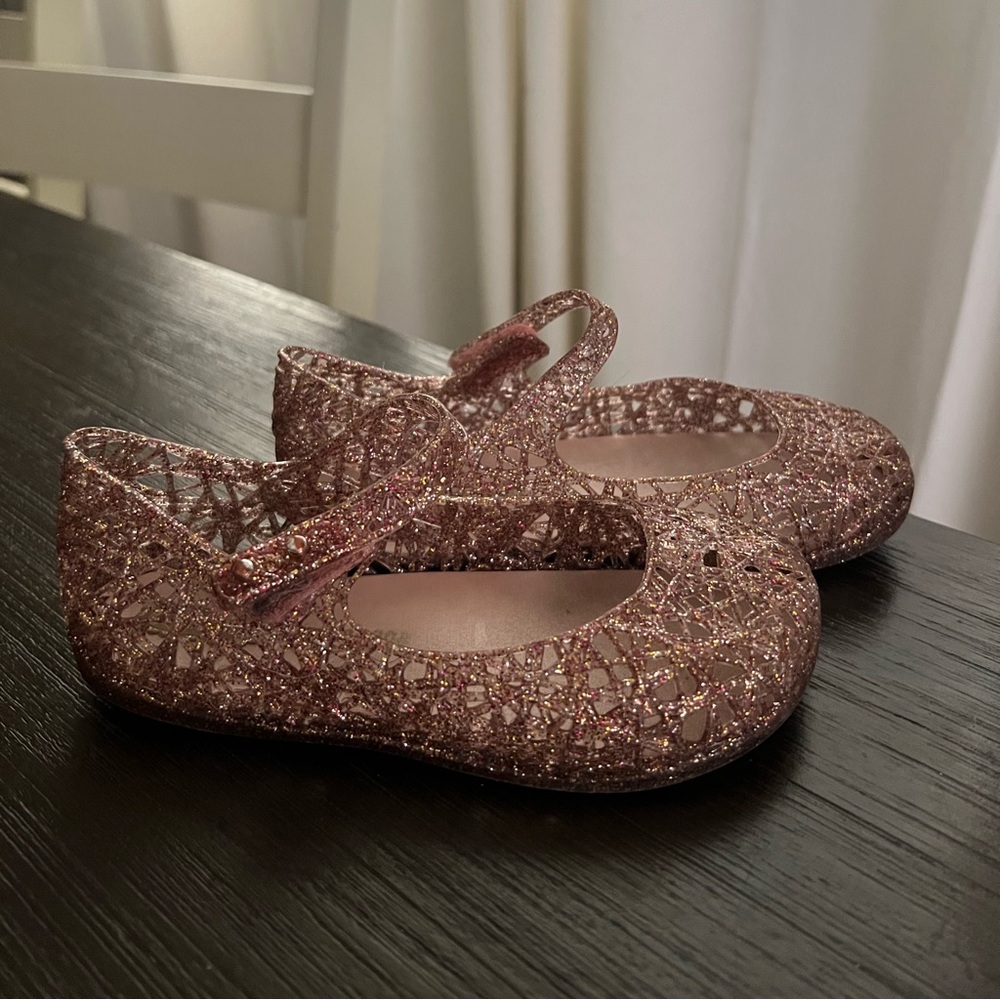Mini Melissa Pink Glitter Campana Zig Zag Size 10